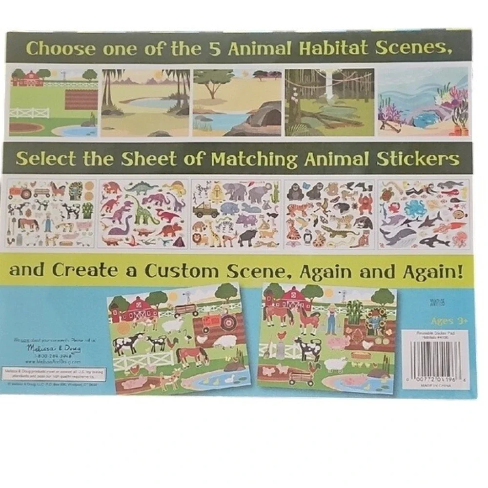 Melissa & Doug Sticker Collection and Reusable Habitats Sticker Pad Bundle New